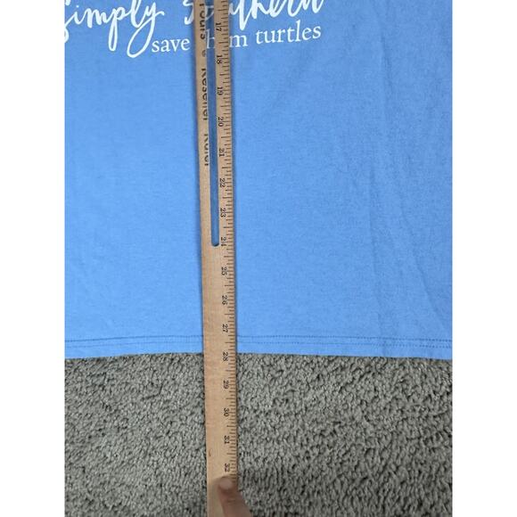 Simply Southern Shirt Womens Large Blue Pink Save Them Turtles Hibiscus Print - Picture 4 of 11